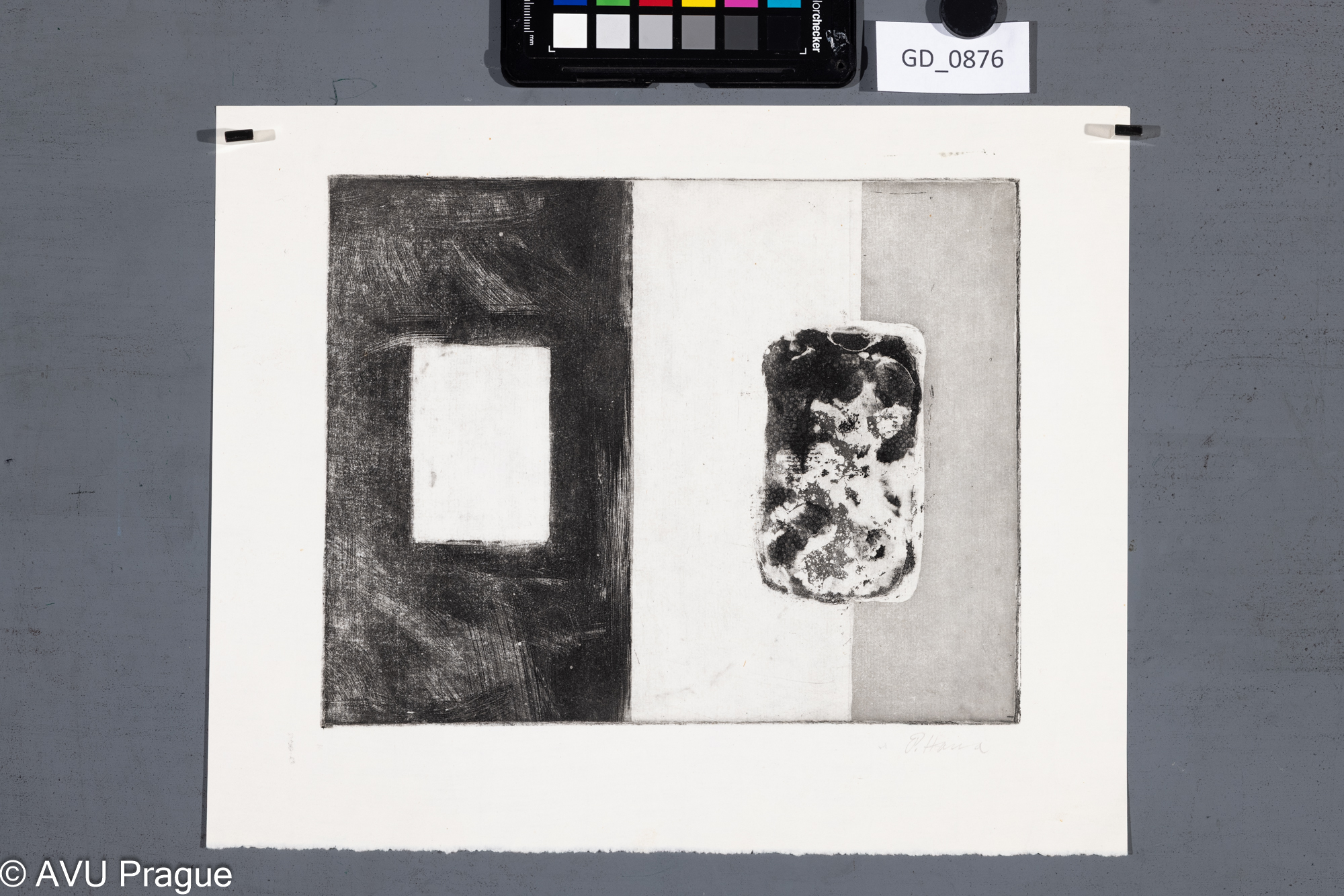 Petr Hana, Abstraktní kompozice, Lept / akvatinta, 19,4 x 24,526,5 x 32,2, Souček