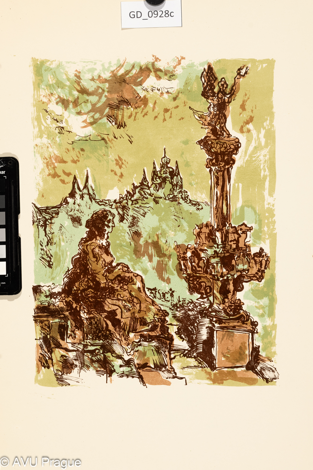 nezjištěno, U Rudolfina,Litografie - čtyři barvy, 29,5 x 22, 50,3 x 35