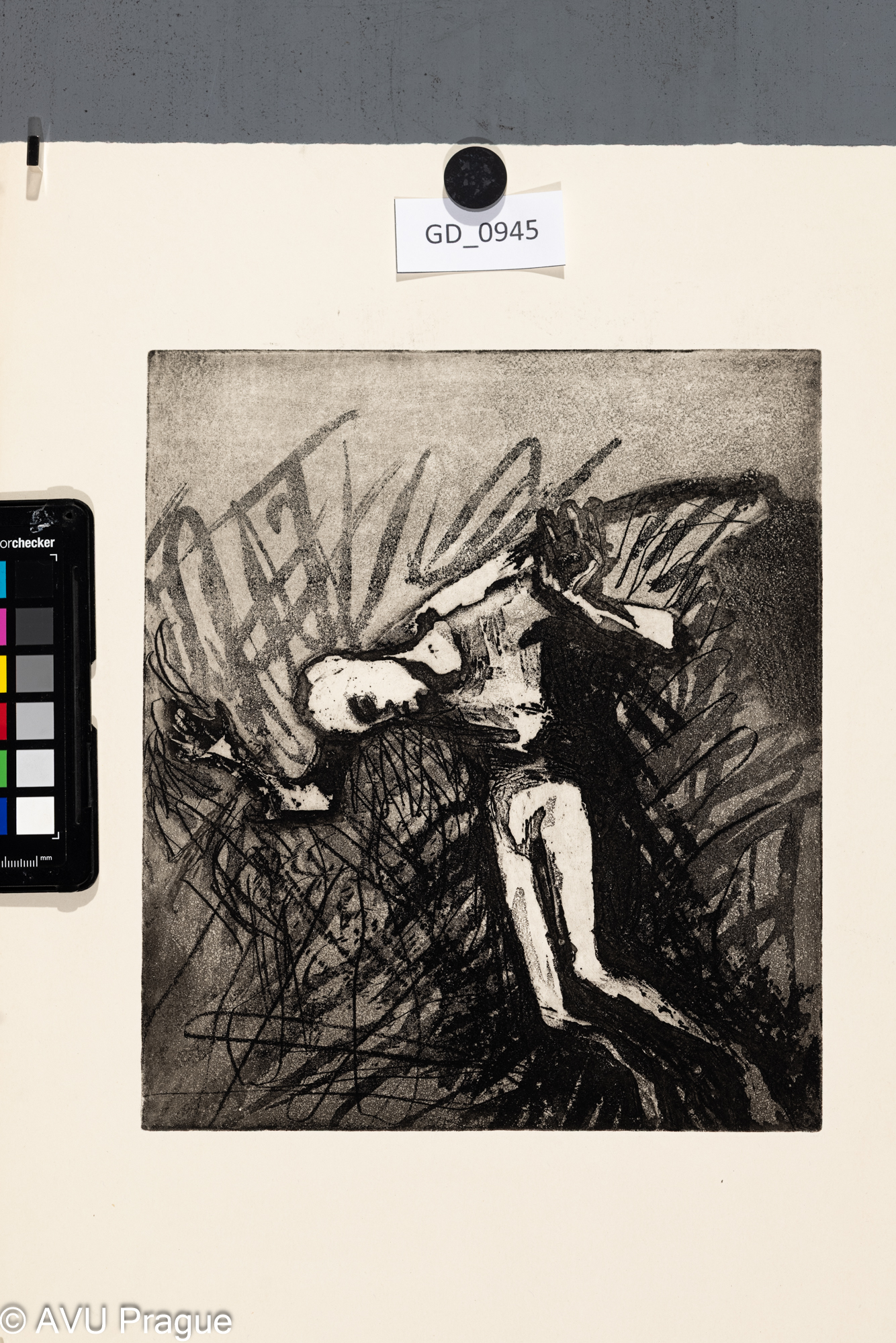 nezjištěno, Ležící postava, Měkký kryt / akvatinta, 24,8 x 21,5, 39,8 x 31,2