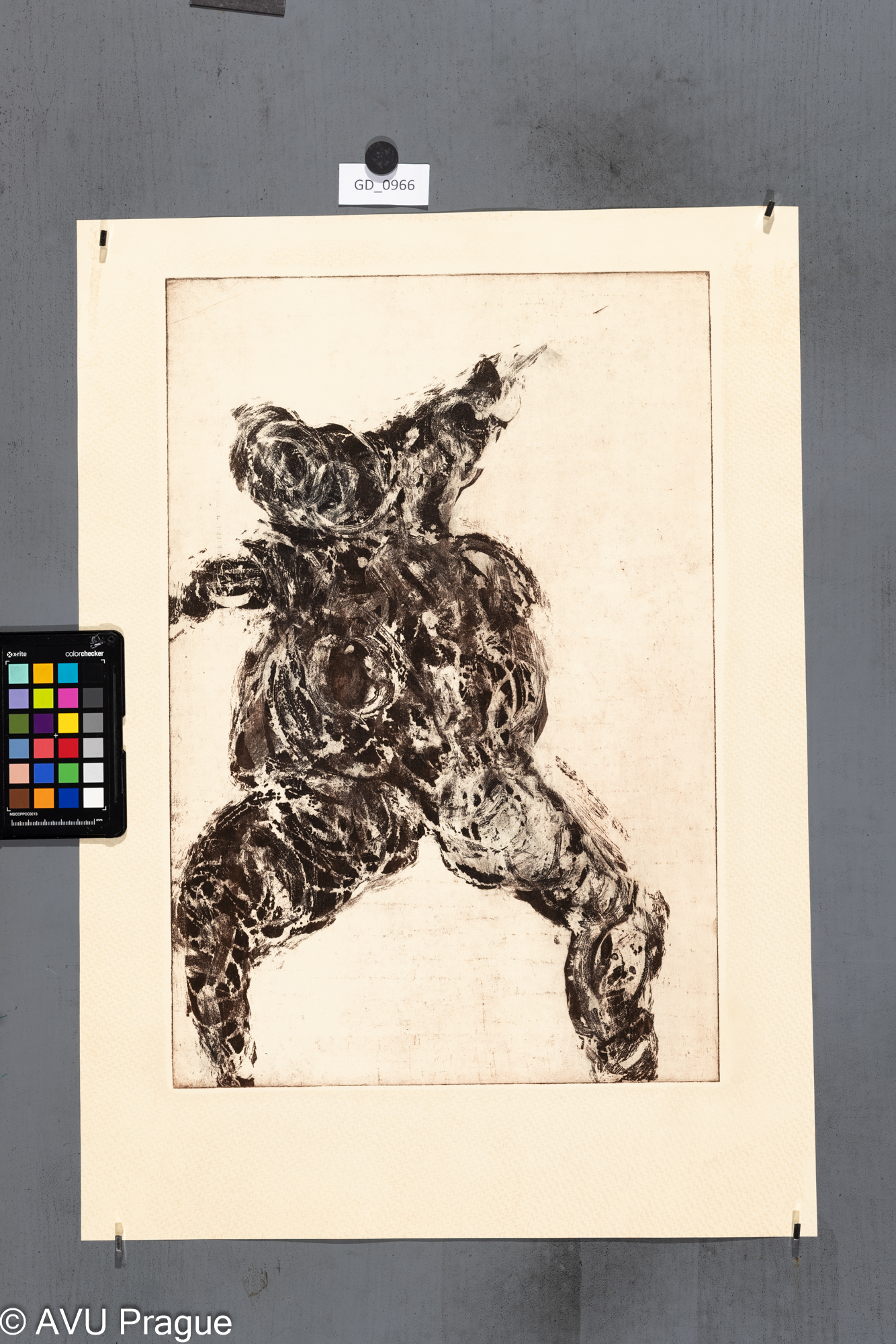 nezjištěno, Figura - abstrakce,Rezerváž, 49 x 32,8, 61,8 x 44