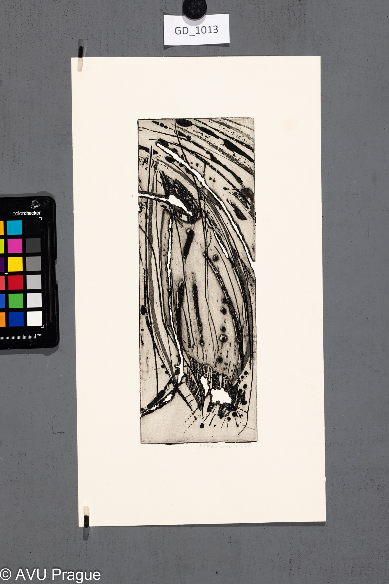 Zuzana Nováčková, Abstrakce, Akvatinta - prolept - matrice,26,8 x 9,6, 38,4 x 20,2, Čepelák