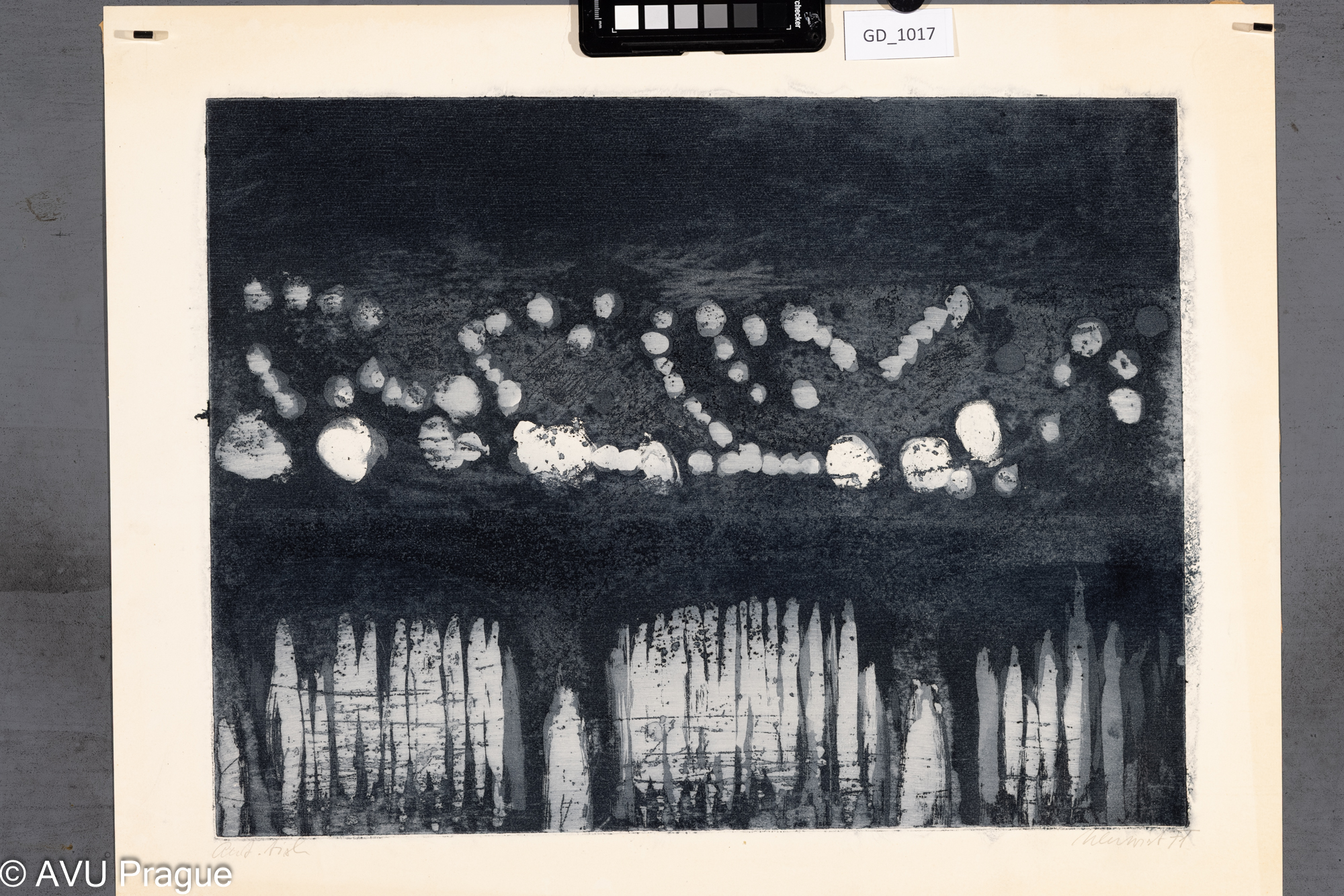Vladimír Neuwirth, Abstrakce, 1971, Akvatinta, 37,4 x 49,2, 48,4 x 59,2, Čepelák