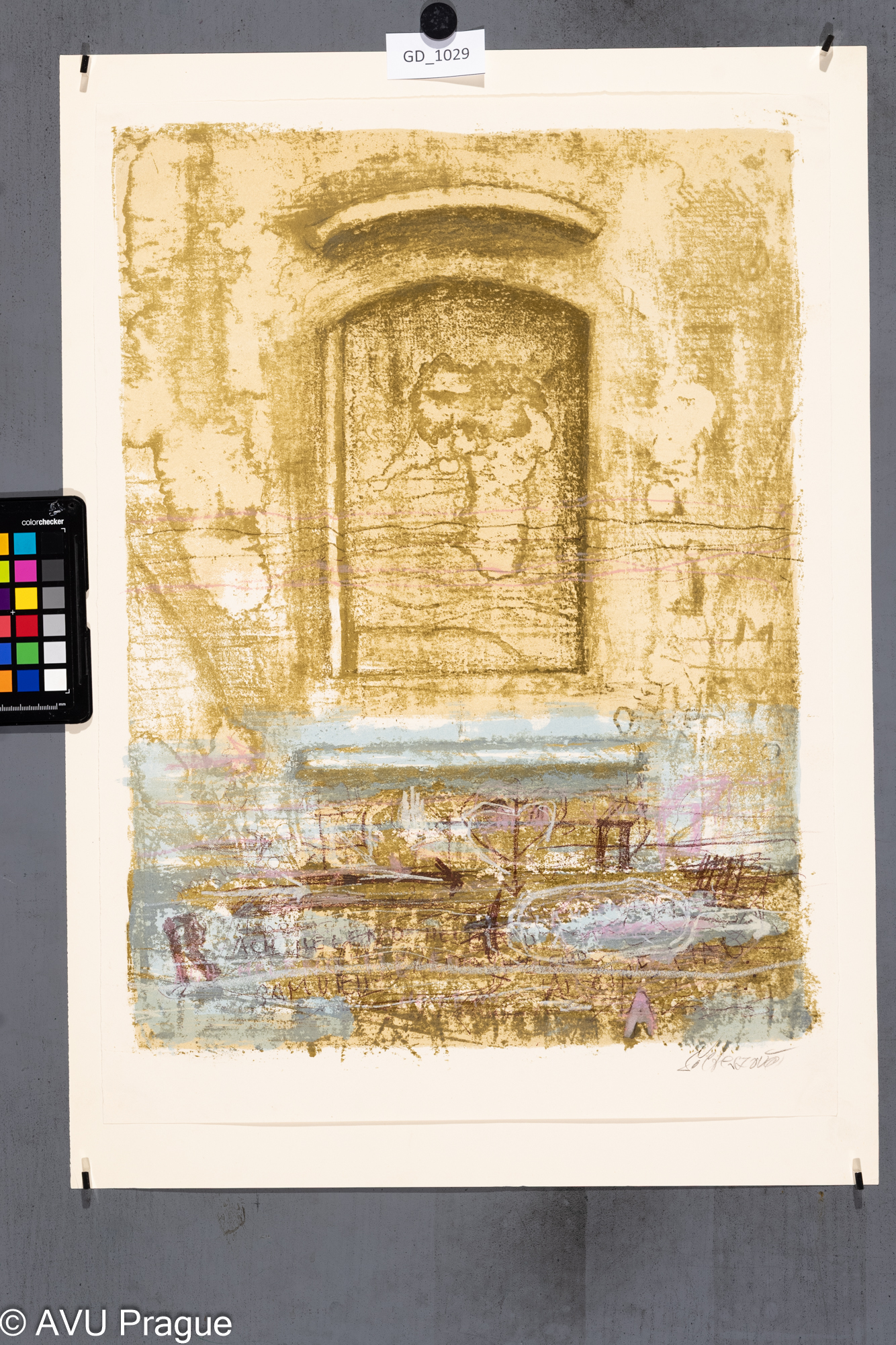 Milena Šoltézová, Zeď s výklenkem, Litografie, pět barvev, 51,5 x 37,56 x 40,3, Čepelák