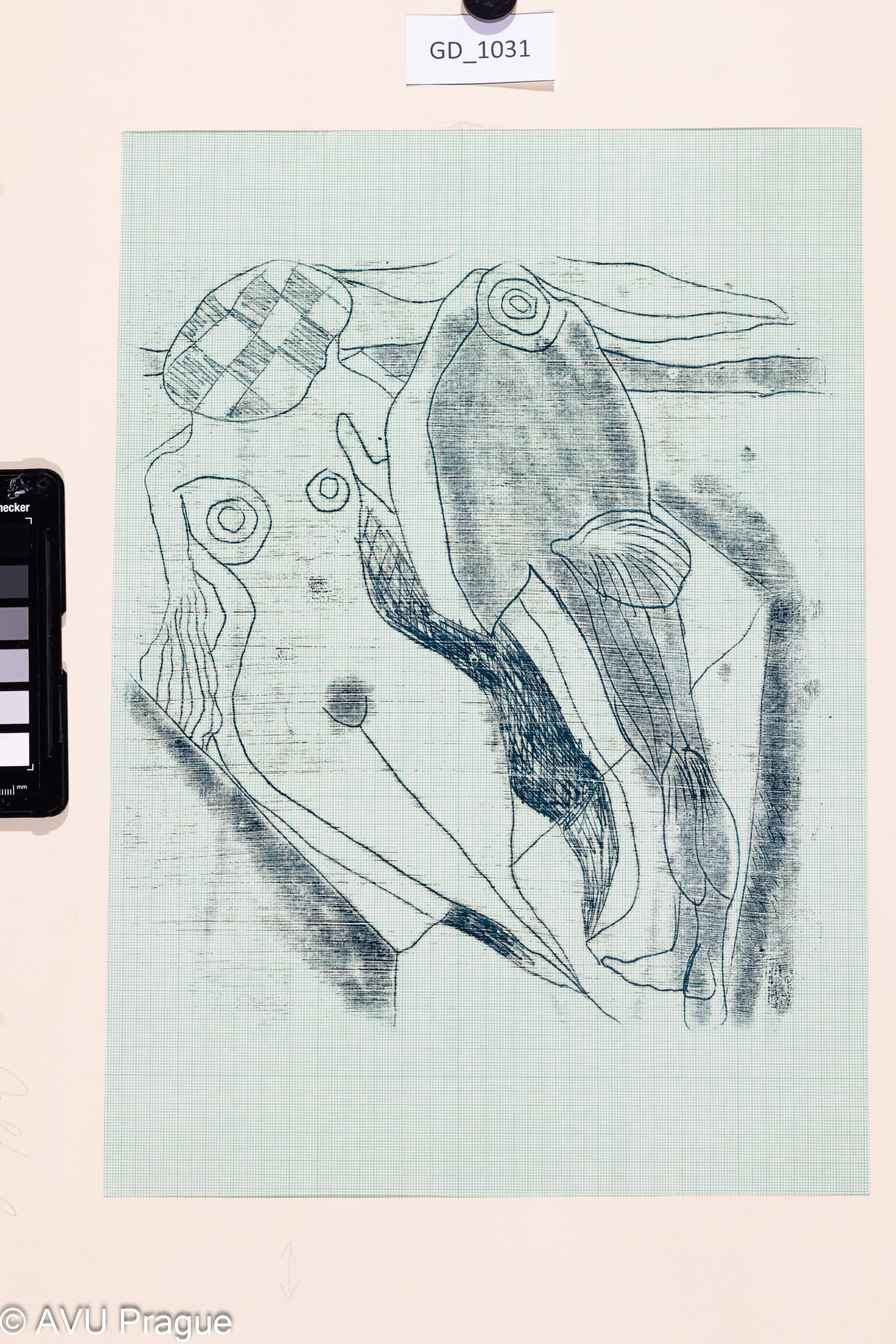 Bohdan Jelínek, Figury - mořský svět, Monotyp, 39 x 27,8, 42 x 29,6,Čepelák