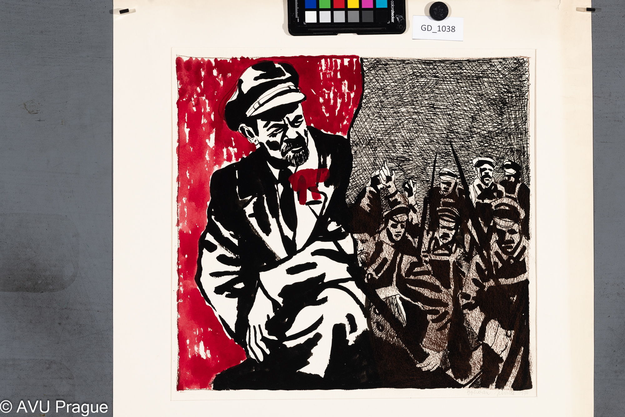 Bohdan Jelínek, Život na Rusi V.,  Lenin vede povstání, 1974, Kresba, 35,4 x 37,4, 59,4 x 42,3, Čepelák