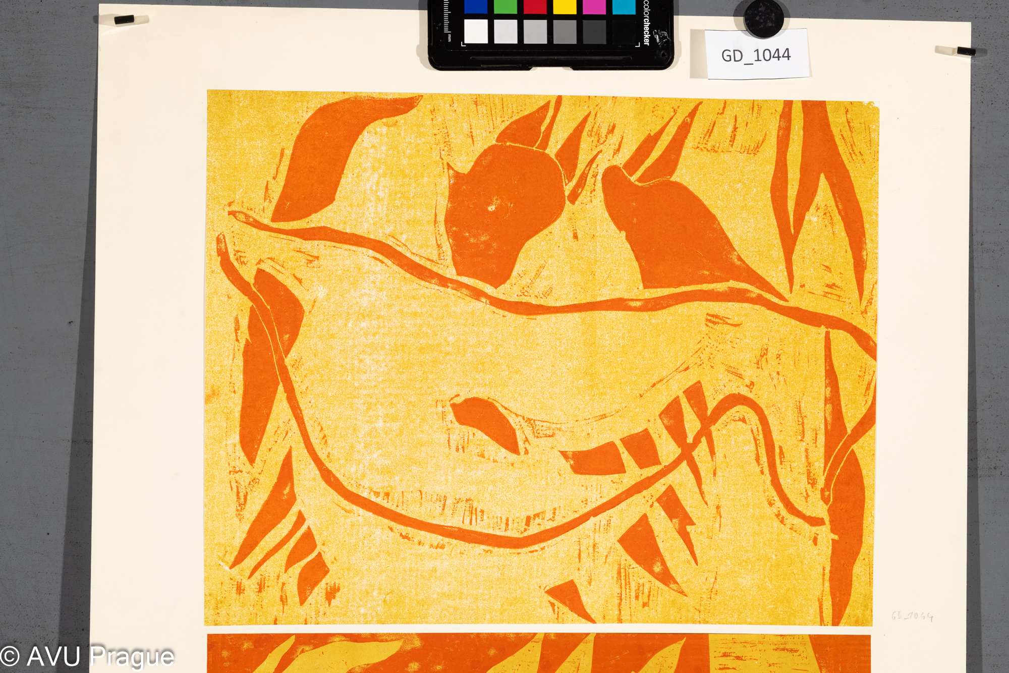 Neurčen, Abstrakce, Dřevořez - dvě barvy, 26,9 x 33,8 , 26,9 x 33,8,