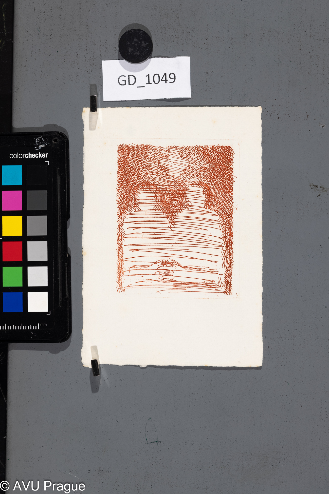 Petr Štěpán, dvojice s křížem, 80 léta , Lept, 9,5 x 7,9, 15,5 x 10,2,Čepelák, PF.