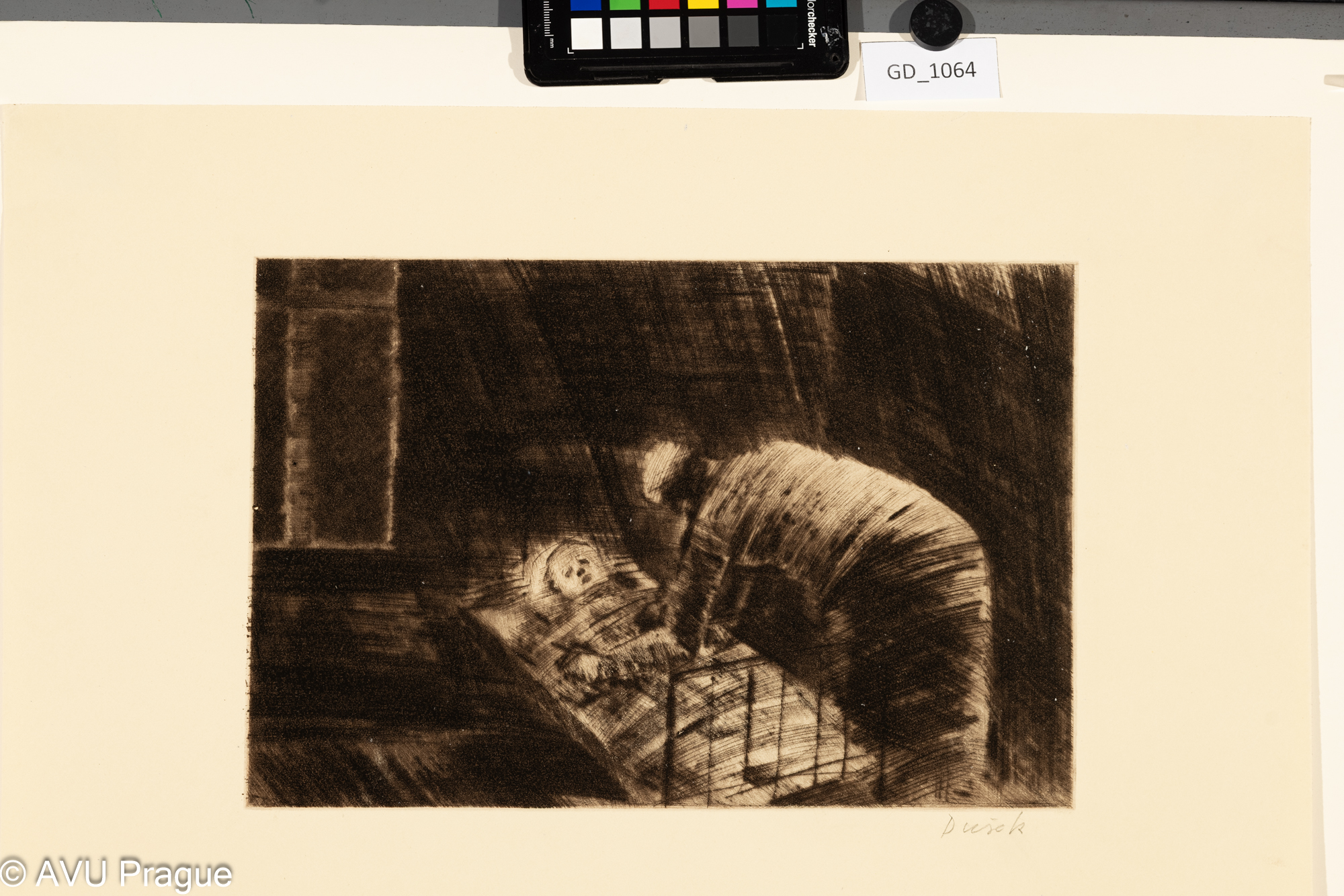 Lubomír Dušek, Lékař a dítě,Suchá jehla, 21 x 32, 35 x 50,3,Čepelák