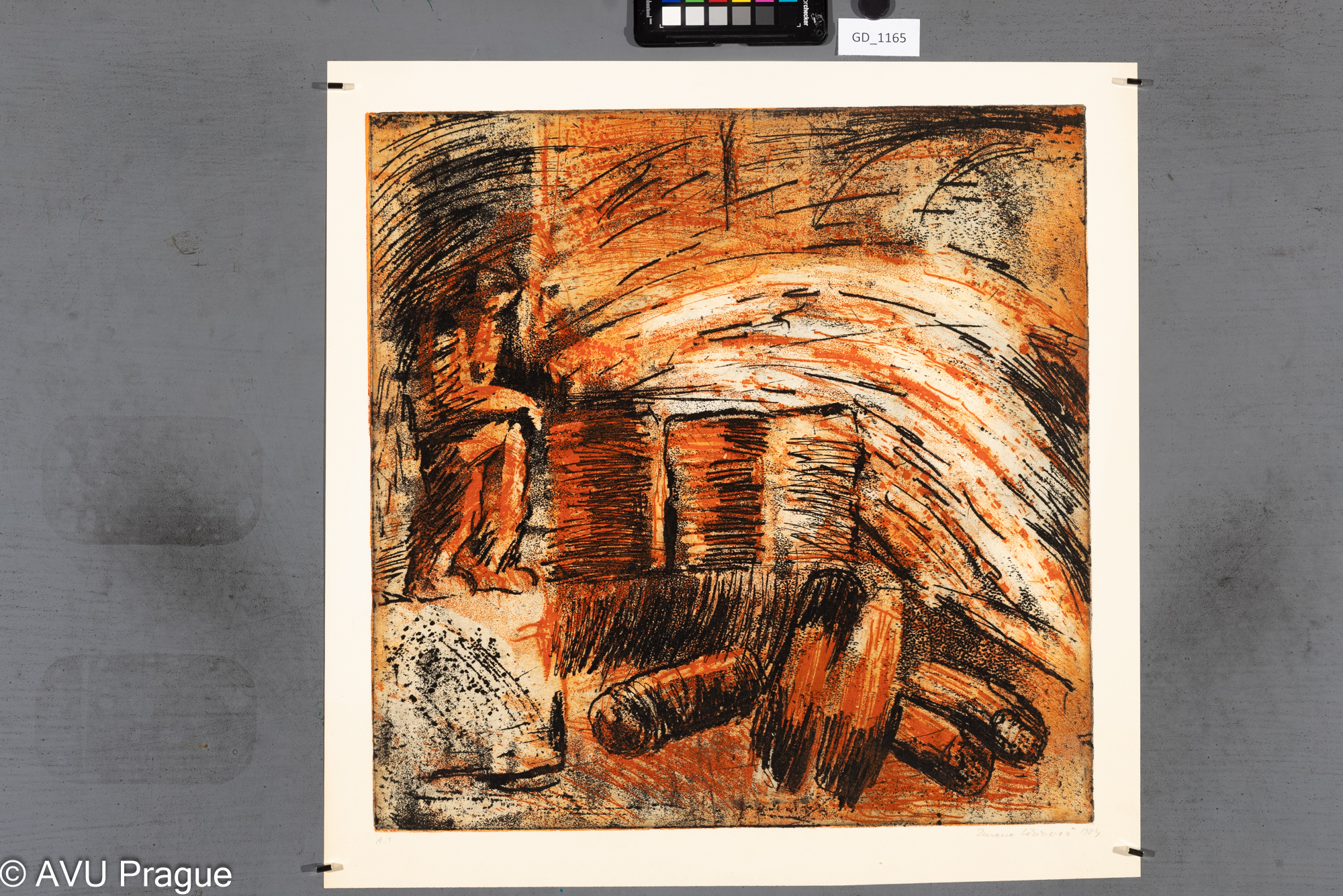 Zuzana Lörinczová, Slévarna, 1984,Lept / akvatinta - soutisk, 46,8 x 46,2, 53 x 52,5, Čepelák