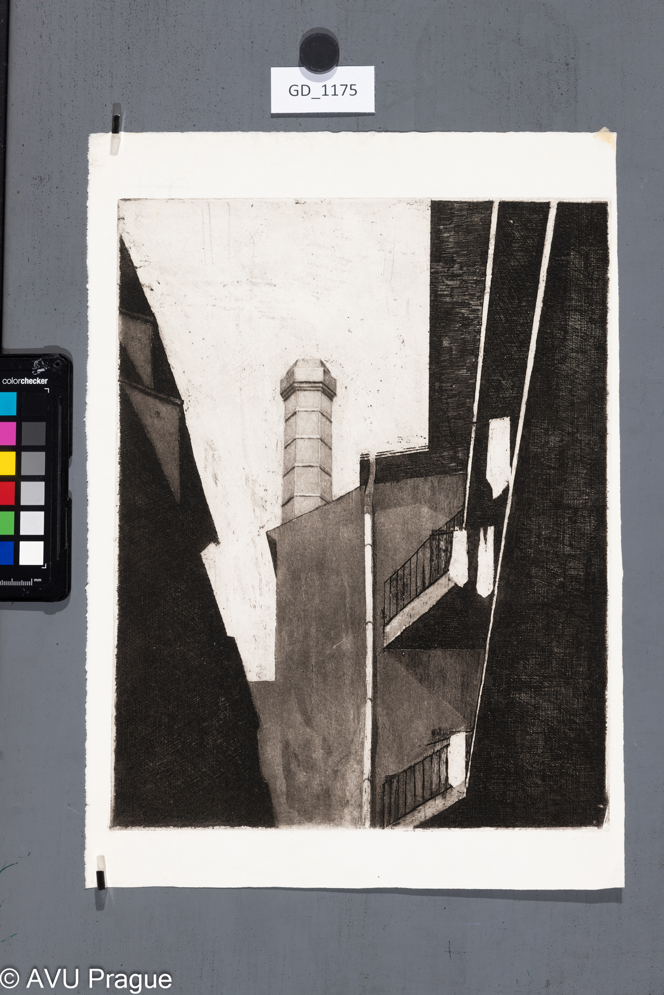 Petr Toman ?, Tovární komín, Akvatinta, 31,9 x 25, 42,6 x 26,8,Čepelák