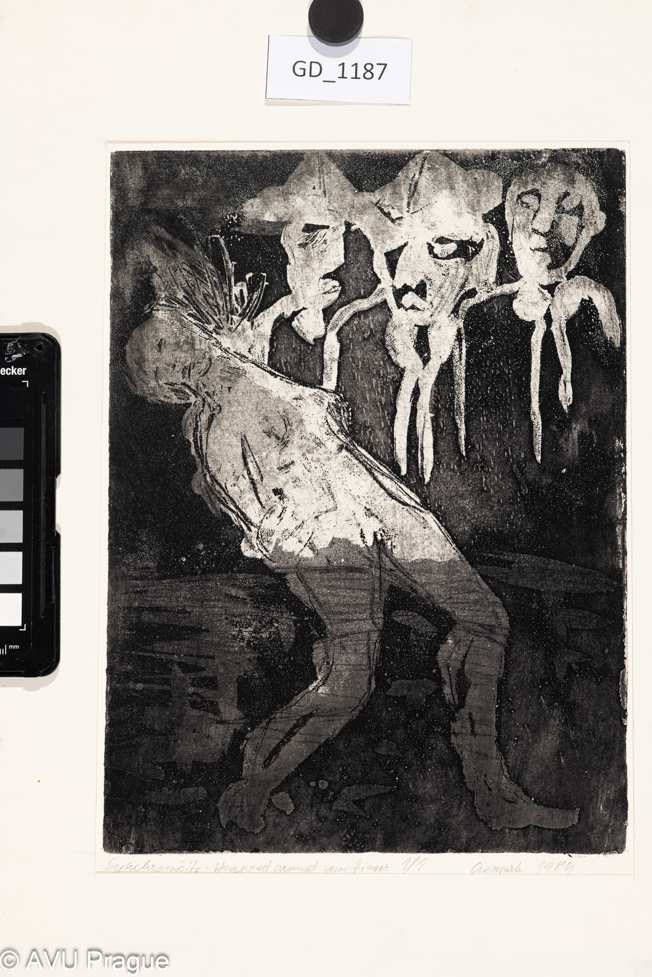 Krystyna Katarzyna Czerpak, Synchronicita ...,1984, Měkký kryt / akvatinta, 25,5 x 18,8,34,8 x 24,9, Čepelák