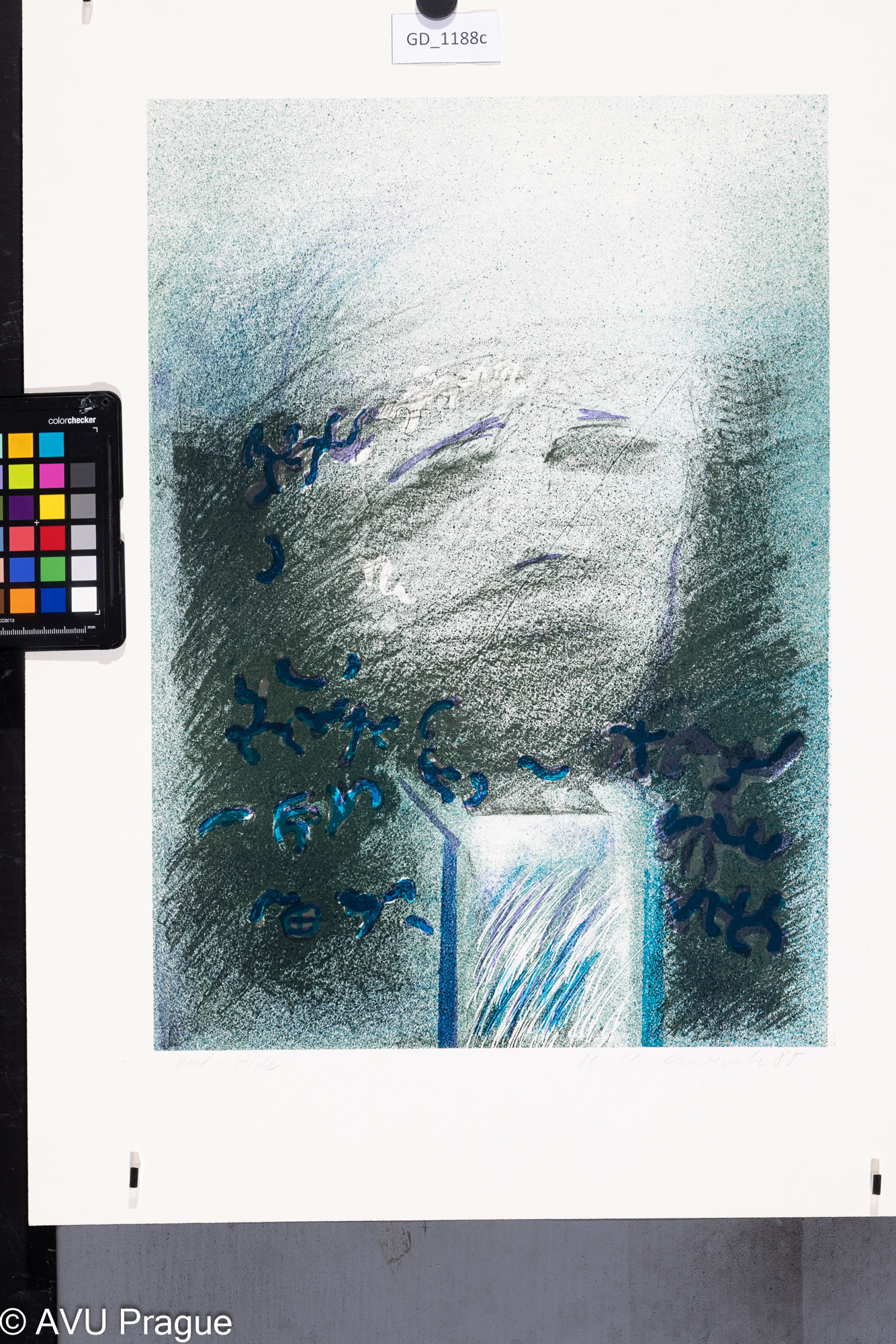 Krystyna Katarzyna Czerpak, Hlava, 1985, Litografie - tři barvy, 46 x 32,8, 60,4 x 44,2,Čepelák