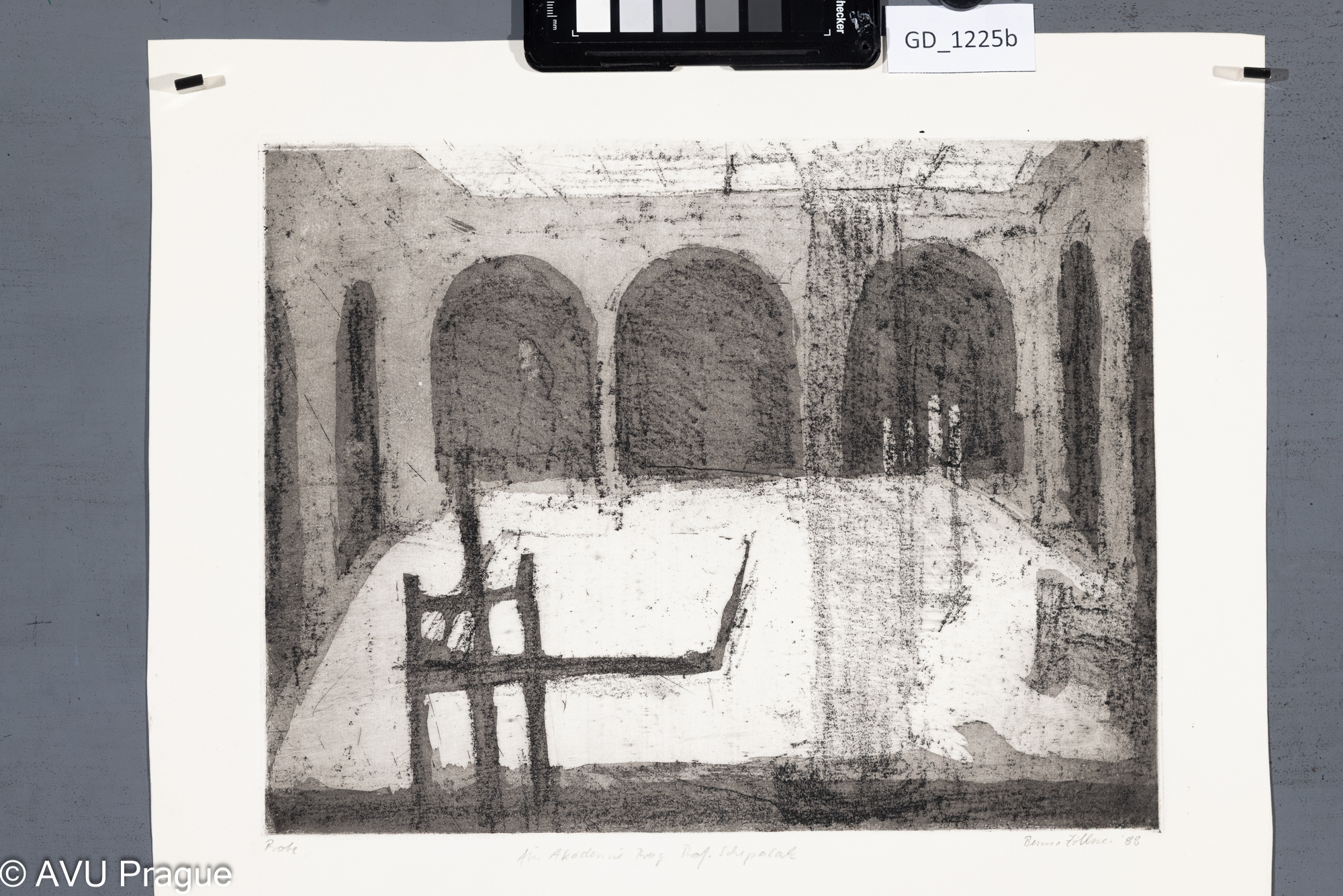 Bruno Zöllner, Atrium MG AVU, 1988Měkký kryt / akvatinta, 24,1 x 31,5,35,4 x 39,3,