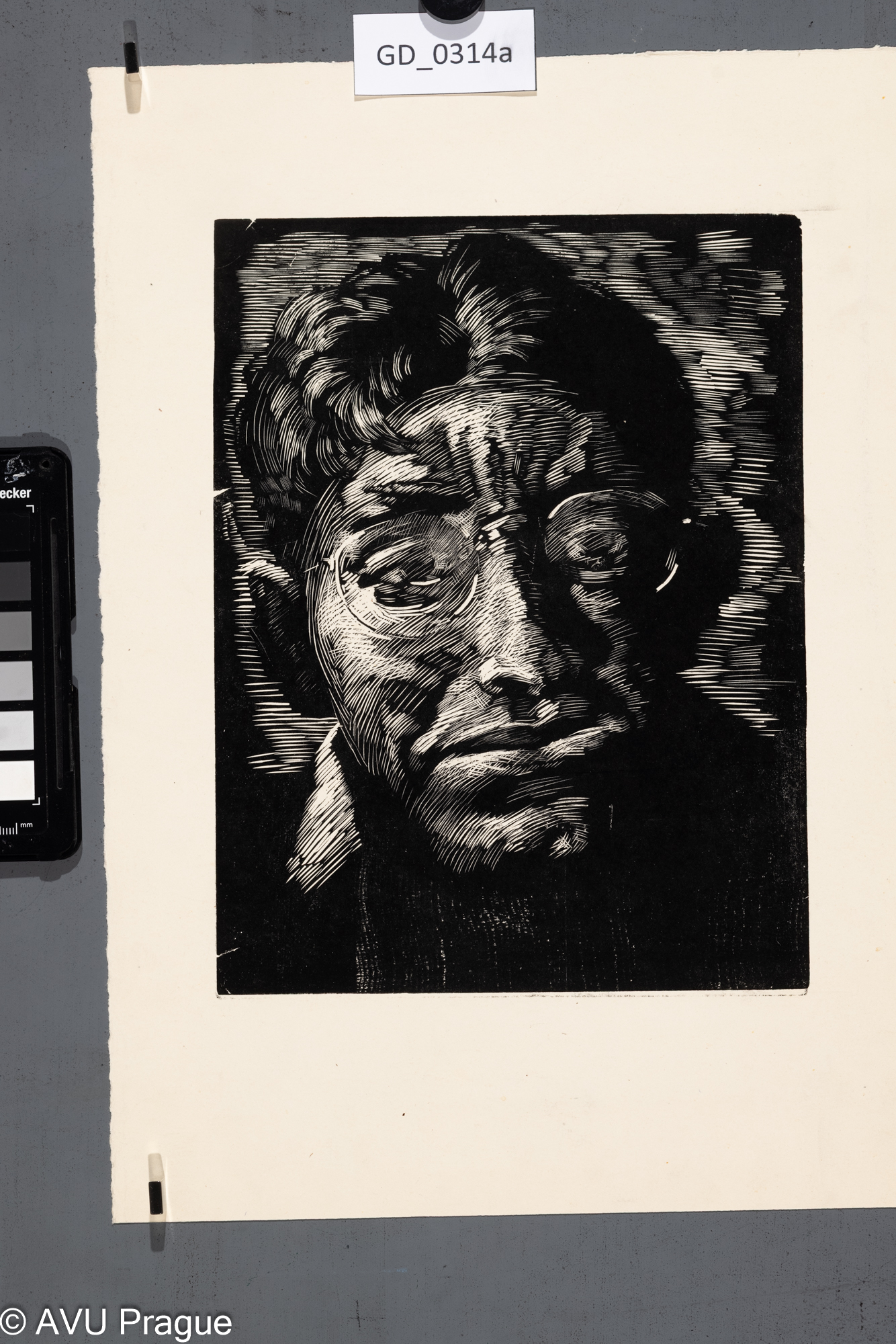 Hlava chlapce s brýlemi