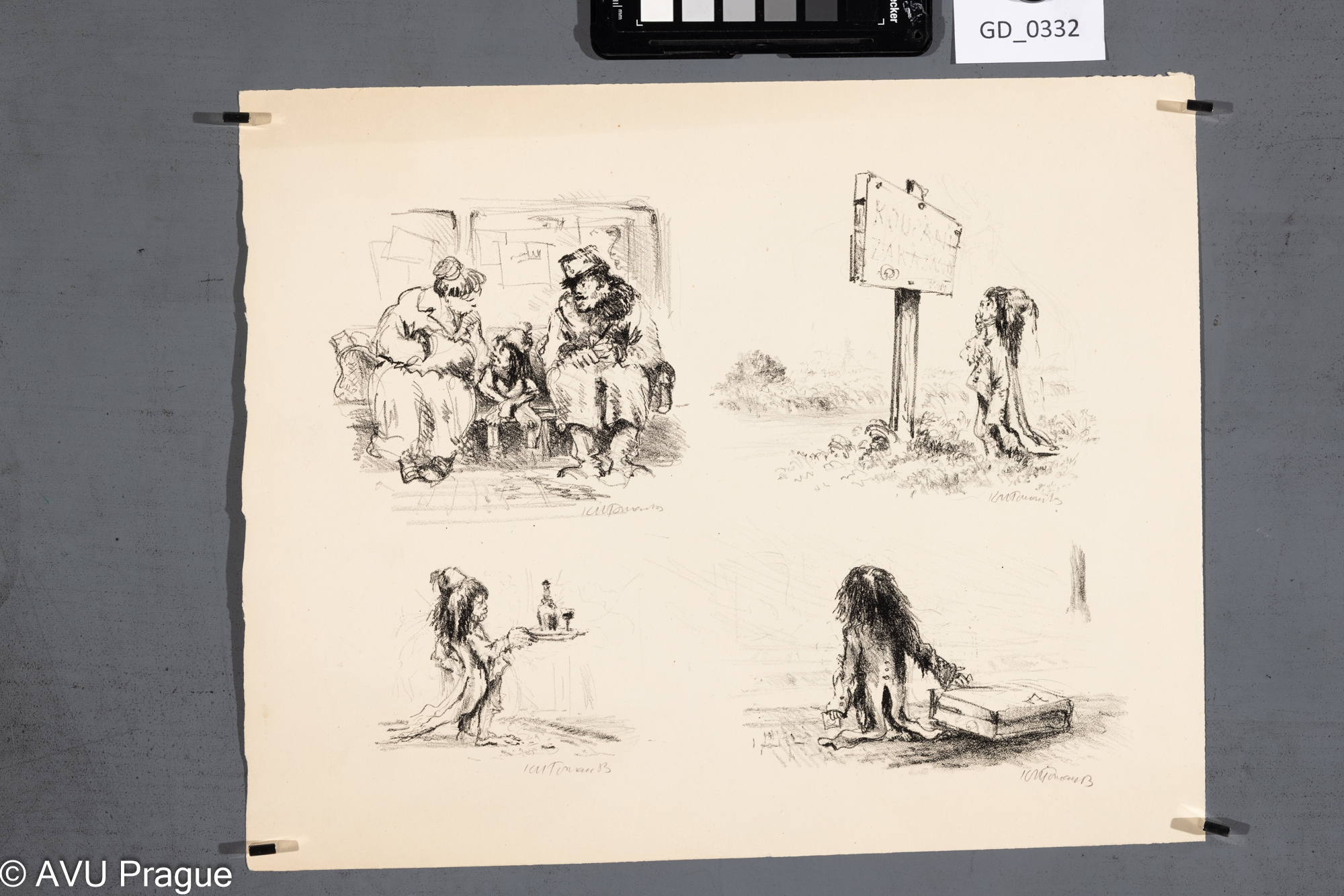 Ilustrace_ 4x výjev ze života vodníka